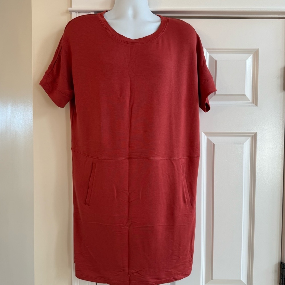 Skechers Skechluxe Athletic Dres Womens L Sunset Orange Jersey Knit S/ Sleeve
